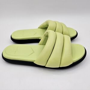 Marc Fisher LTD Lime Green Yessy Slide Puffy Black Slip On Sz 10M Sandals NWOB